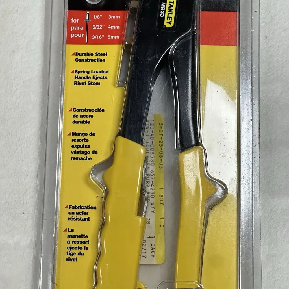 Vintage Stanley MR33 Hand Riveter Rivet Tool NOS Sealed 1/8” 5/32” 3/16” Taiwan - Picture 3 of 7